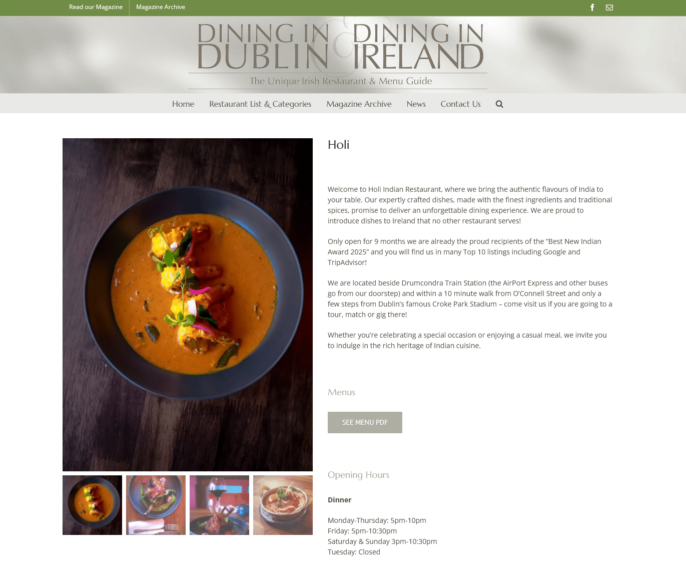 Holi Dining in Dublin Article